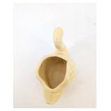 Pair Of Swan-Shaped Ceramic Vases - Green & Cream Glaze - Unmarked