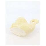 Pair Of Swan-Shaped Ceramic Vases - Green & Cream Glaze - Unmarked
