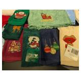 Assorted Christmas Towels Set - Bath Towels, Hand Towels & Washcloths with Festive Embroidery