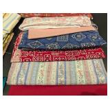 Assorted Fabric Remnants - Patchwork Floral Stripe & Check Prints (Quilting Textiles)