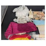 Assorted Craft Supplies - Lace, Ribbon, Threads, Spools & Crayola Crayons