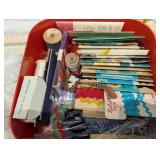 Assorted Craft Supplies - Lace, Ribbon, Threads, Spools & Crayola Crayons