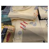 Vintage Embroidered Linen Napkins & Tea Towels Assortment - Floral & Figurative Motifs