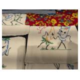 Vintage Embroidered Linen Napkins & Tea Towels Assortment - Floral & Figurative Motifs