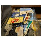 Assorted Sewing Notions & Craft Supplies - Zippers, Thread, Ribbon, Buttons & Patterns