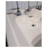 Pedestal Bathroom Sink with Chrome Dual-Handle Faucets - 32-Inch Tall