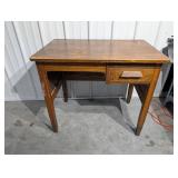 Vintage Oak Desk - Small Drawer & Open Shelf - 30in H x 40in W