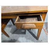 Vintage Oak Desk - Small Drawer & Open Shelf - 30in H x 40in W