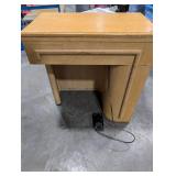 Singer 301 Sewing Machine in Oak Cabinet with Pedal and Thread Spools
