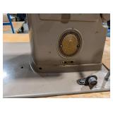 Singer 301 Sewing Machine in Oak Cabinet with Pedal and Thread Spools