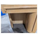 Singer 301 Sewing Machine in Oak Cabinet with Pedal and Thread Spools