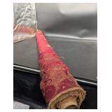 Red Damask Brocade Fabric Roll with Gold Pattern - 4 1/2 Inch Wide