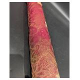 Red Damask Brocade Fabric Roll with Gold Pattern - 4 1/2 Inch Wide