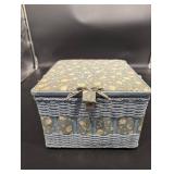 Vintage Floral Sewing Box with Thread Spools, Pattern Cards & Notions