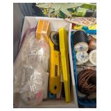 Vintage Floral Sewing Box with Thread Spools, Pattern Cards & Notions