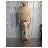 Vintage Embroidered Blouse with Lace Collar and Cuffs - Matching Skirt Set