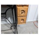 Vintage Singer Sewing Machine Cabinet Vanity Desk with Carved Oak Front
