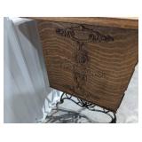 Vintage Singer Sewing Machine Cabinet Vanity Desk with Carved Oak Front