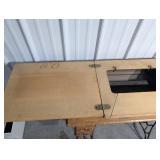 Vintage Singer Sewing Machine Cabinet Vanity Desk with Carved Oak Front