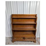 Oak Barrister-Style Bookcase with Open Shelves and 2 Drawers