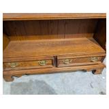 Oak Barrister-Style Bookcase with Open Shelves and 2 Drawers