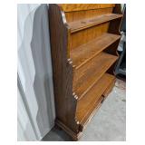 Oak Barrister-Style Bookcase with Open Shelves and 2 Drawers