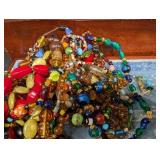 Vintage Jewelry Box Lot - Brooches, Beads & Necklaces