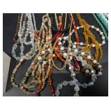 Vintage Jewelry Box Lot - Brooches, Beads & Necklaces