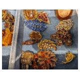 Vintage Jewelry Box Lot - Brooches, Beads & Necklaces