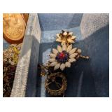 Vintage Jewelry Box Lot - Brooches, Beads & Necklaces