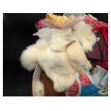 Assorted Doll Clothes & Accessories in Round Red Tin Box