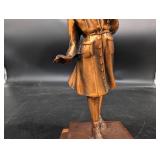Girl Scouts USA Voyageur Patrol 1965 Bronze Figurine on Wood Base