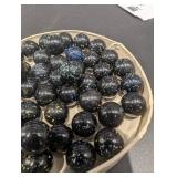 Assorted Black Glass Marbles with Multicolor Speckles