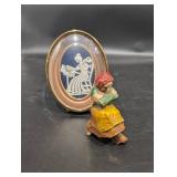 Folk Art Piece With Lace Lady in Frame