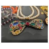 Wooden Jewelry Display Box - Assorted Costume Jewelry Mixed