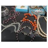 Wooden Jewelry Display Box - Assorted Costume Jewelry Mixed