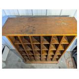 Vintage Wooden Cubby Shelf Cabinet with Multiple Compartments
