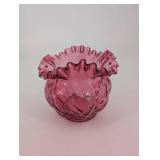 Fenton Diamond Optic Ruby Glass Vase - 5.5 Tall x 6 Wide