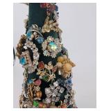 Bejeweled Velvet Cone Sculpture Covered in Vintage Brooches and Crystals