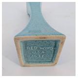 Red Wing Speckled Ceramic Vase with Square Top and Footed Base