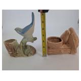 Two Ceramic Bird Planters - Assorted Glazed Figurines