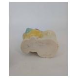 Pair of Ceramic Pig Figurines - Yellow Pig and Multicolor Pig with Pink Scarf