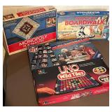 LL - UNO Wild Tiles, Monopoly Playmaster, The VCR Quarterback Game and Advance to Boardwalk (Lot of 4)
