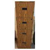 LL - Oak-Veneer 4-Drawer File Cabinet