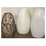 LL - Three Glass Wall Sconces - White Finish, Brown Marble