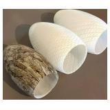 LL - Three Glass Wall Sconces - White Finish, Brown Marble