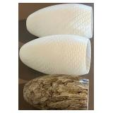 LL - Three Glass Wall Sconces - White Finish, Brown Marble