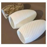 LL - Three Glass Wall Sconces - White Finish, Brown Marble