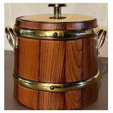 LL - Vintage Wooden Ice Bucket with Brass Trim and Lid