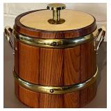 LL - Vintage Wooden Ice Bucket with Brass Trim and Lid